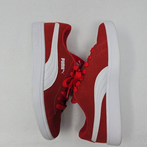 Puma Kids Smash V2 365176-03 Red White Lace-Up Tennis Shoes Sneakers US 5C EU 37 - Picture 6 of 12